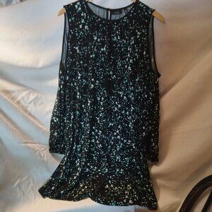 Apt. 9 Black Cold Shoulder Dress with Paint Splatter Pattern, Size M